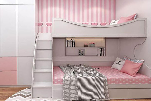 Mẫu giường tầng trong thiết kế mẫu phòng ngủ cho bé gái 10m2