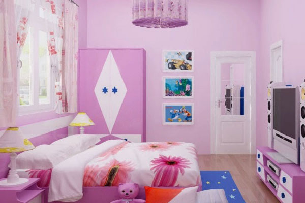 Mẫu thiết kế phòng ngủ màu tím cho bé gái 10 tuổi