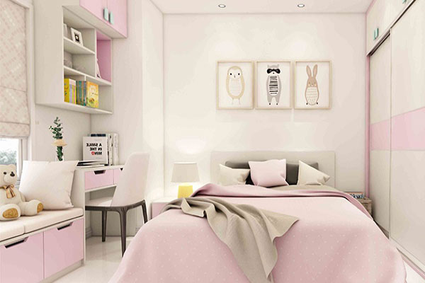 Mẫu phòng ngủ cho bé gái 7 tuổi màu hồng dễ thương