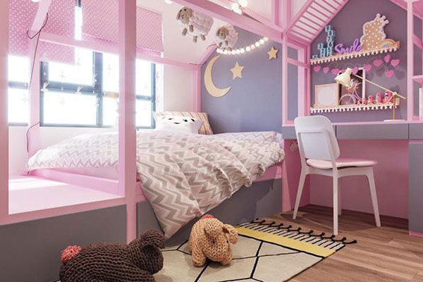 Trang trí phòng ngủ đẹp cho bé gái 8 tuổi bằng decal, giấy dán tường
