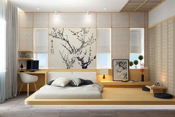 Mẫu trang trí phòng ngủ nhỏ không giường theo phong cách Nhật