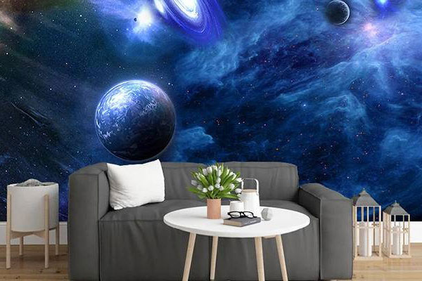 Giấy dán tường 3D Galaxy dành cho phòng khách